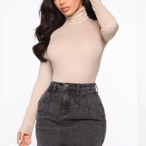 Fashion Nova women’s Tan Ribbed Knit bodysuit #39